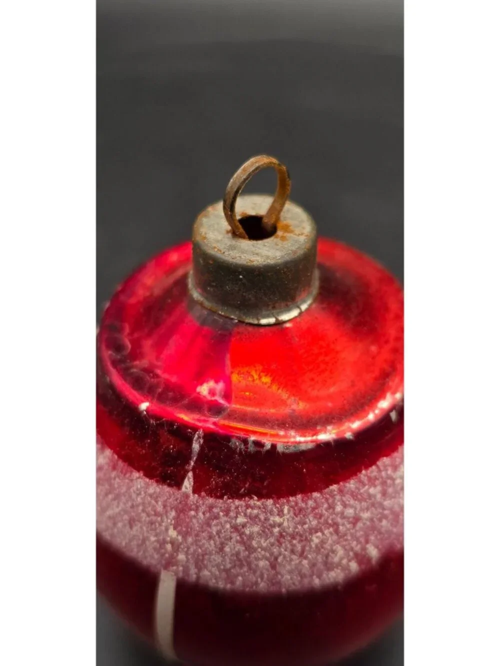 Rare HTF Vintage Red Mercury Glass Mica Striped Christmas Ornament Indent Bottom
